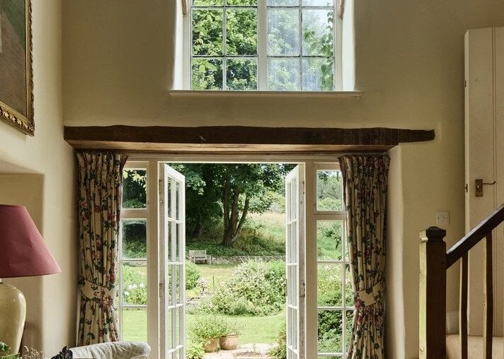 Garden views from an 18th-century farmhouse in the Cotswolds village of Taston, Chipping Norton, Oxfordshire, England [712x1067]