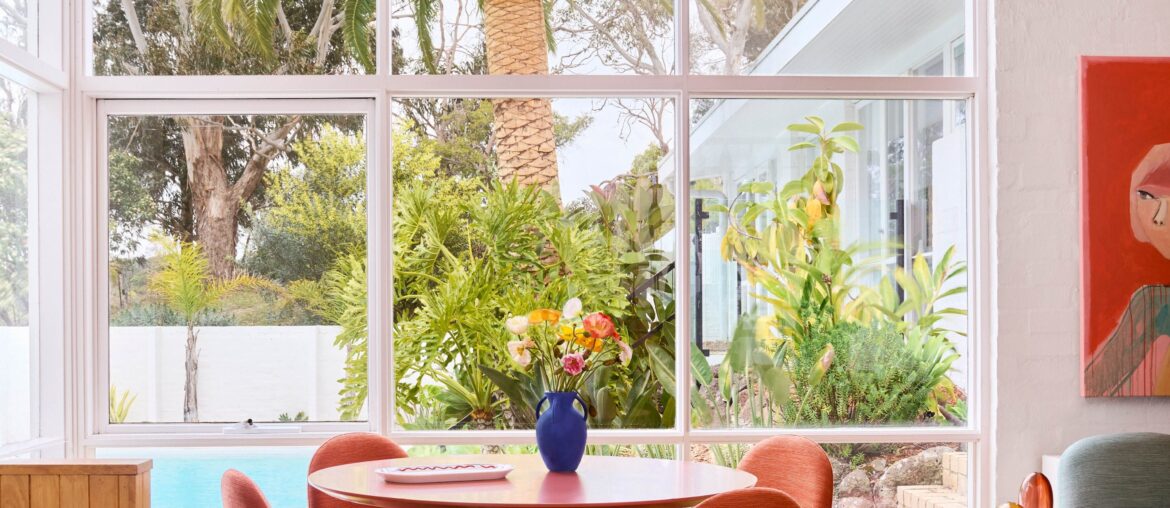 Corner windows with pool and garden views, Melbourne, Australia [4000x5200]