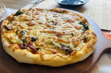 P’tite pizza aux lardons et escarole maison