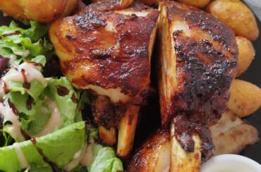 Potatoes, salad, french restaurant