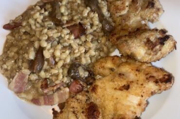chicken cutlets with porcini mushroom pearl barley