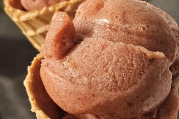 Homemade plum sorbet (recipe and instructions in comments)