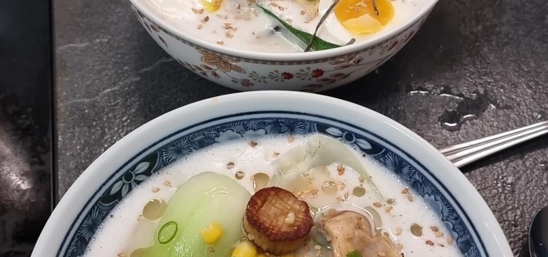 Ramen bouillon poulet/dashi mixé au tofu flan
