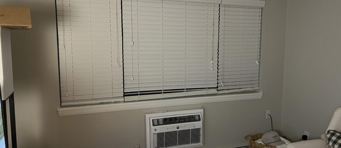 Moved into new apartment, how to (temporarily) hide this AC unit?