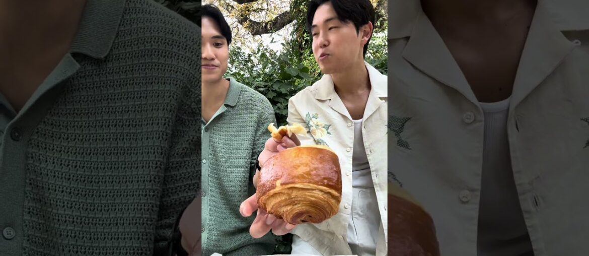 french croissants are actually different #paris #france #parisfood #croissant #travelfood #foodvlog