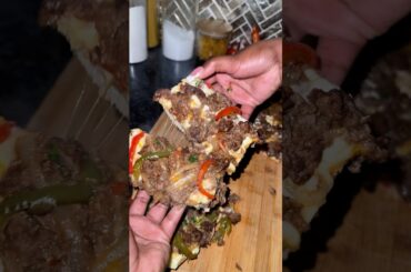Philly cheesesteak French bread pizza | Appetizer or Dinner?  #cooking #gamedayfood