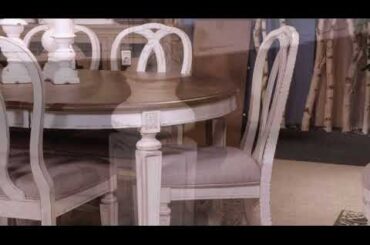 Signature Design by Ashley Realyn French Country Oval Dining Room Extension Table, Chipped White