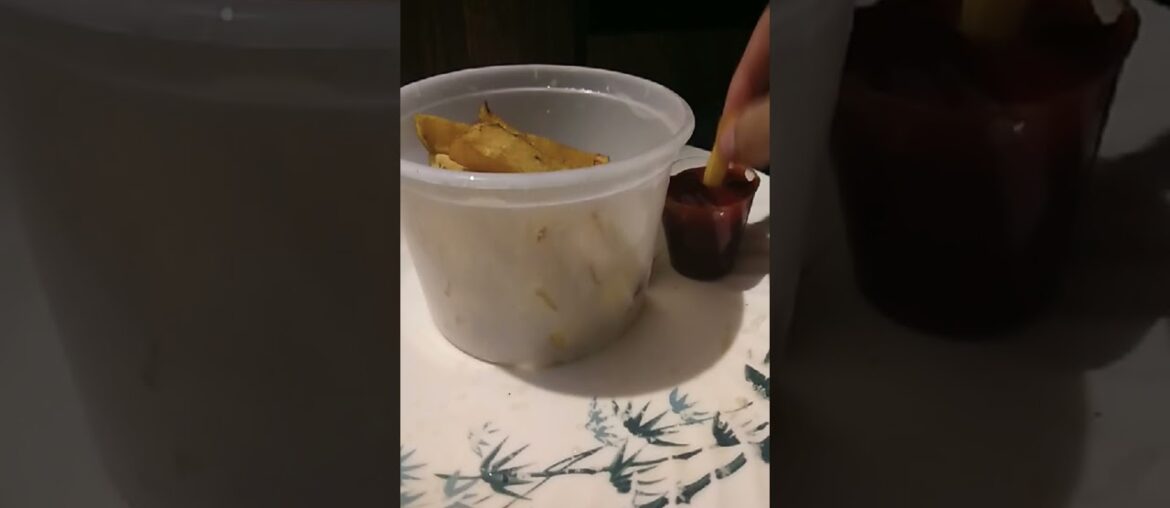 French fries ketshup plate