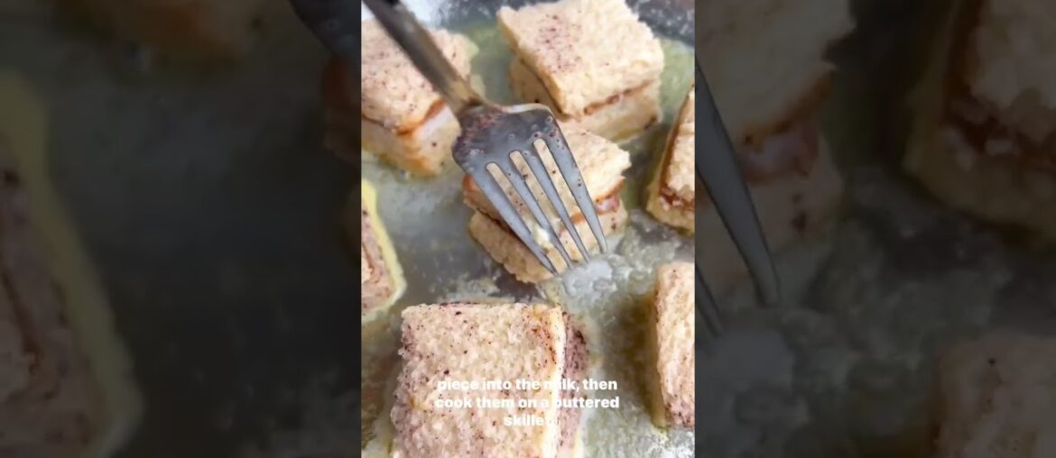 French Toast Bites - stuffed with Nutella and Biscoff cookie butter. #Shorts #Recipe