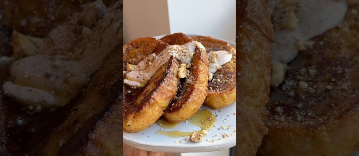 Vegan friendly pumpkin French toast! Full recipe is on my channel #pumpkin #frenchtoast #vegan