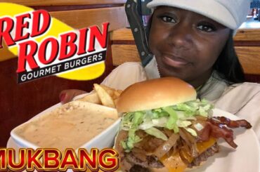RED ROBIN MUKBANG | THE SOUTHERN CHARM BURGER & GARLIC FRIES