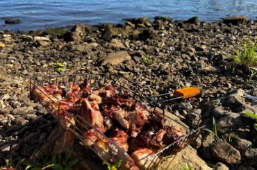 Shashliks by the river near the house