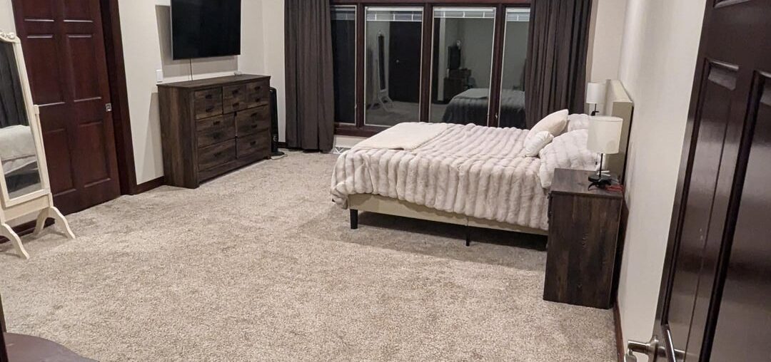 We're remodeling our bedroom and aren't sure what to do with the large space. Thinking about an accent wall by the bed. Any ideas would be appreciated!