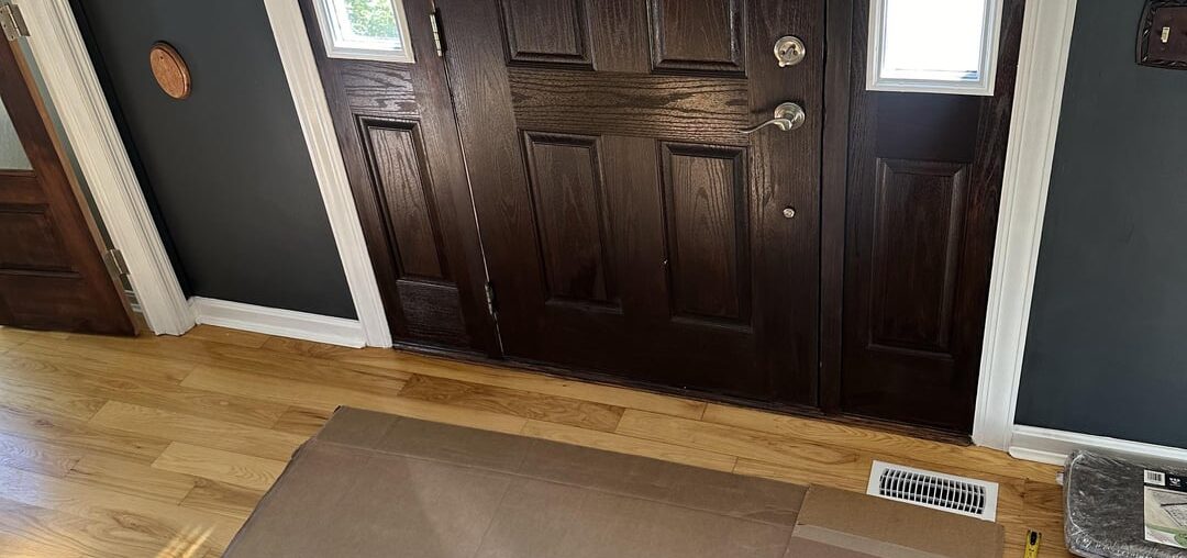 Help settle a debate: what size/shape rug for weird foyer?