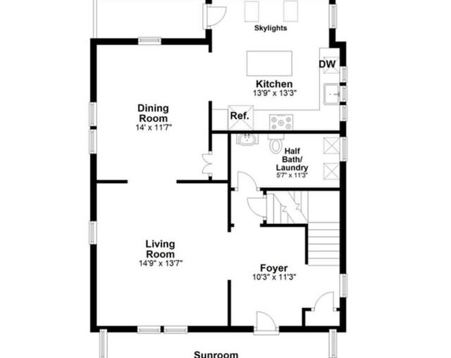 How should I furnish a living room with this floor plan (there is a radiator in front of the double windows) picture included of current set up