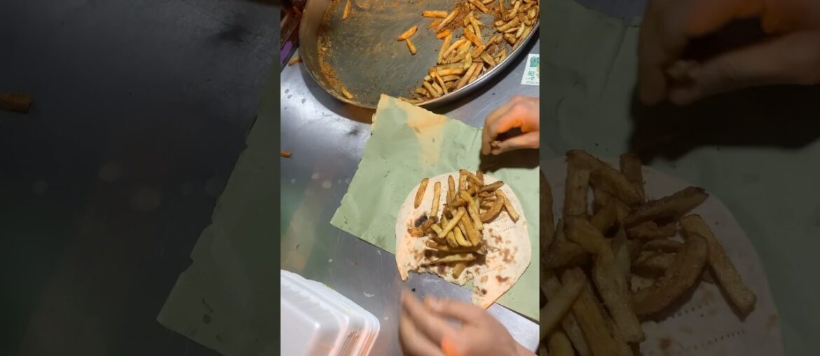 French Fries Roll | Chapati Roll #streetfood #youtubeshorts #shortfeed #food #fries #fypage #tasty