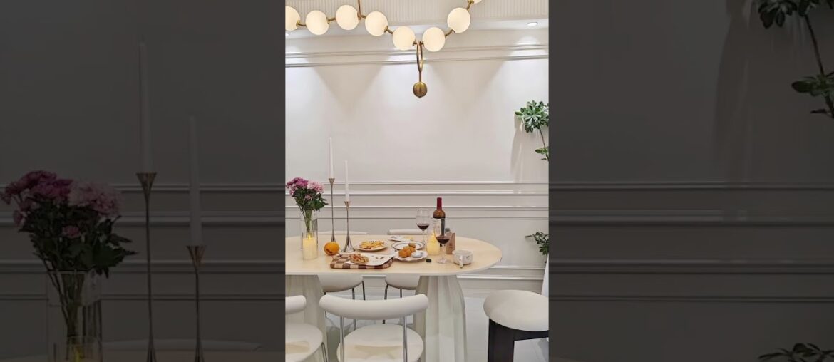 Shell dining table in a French-inspired dining room.#dining able #furniture #fyp