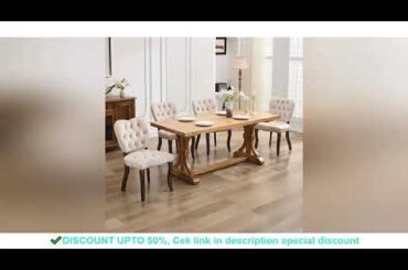 French Retro Dining Table, Tufted Fabric Dining Chair Set, Solid Wood Legs And Feet Are Sa