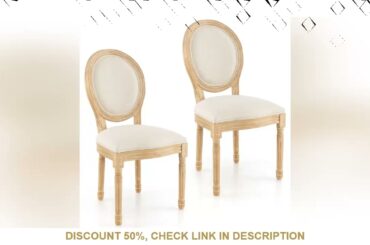 Upholstered Dining Chair Set of 2 Home French-Style Armless w/Sponge Padded Seat
