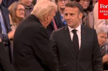WATCH: Macron Shakes Trump's Hand After Remarks At Notre-Dame Reopening