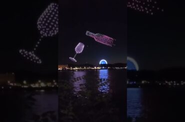 Drones illuminated the night in the "Wine Festival" celebrations in Bordeaux, France