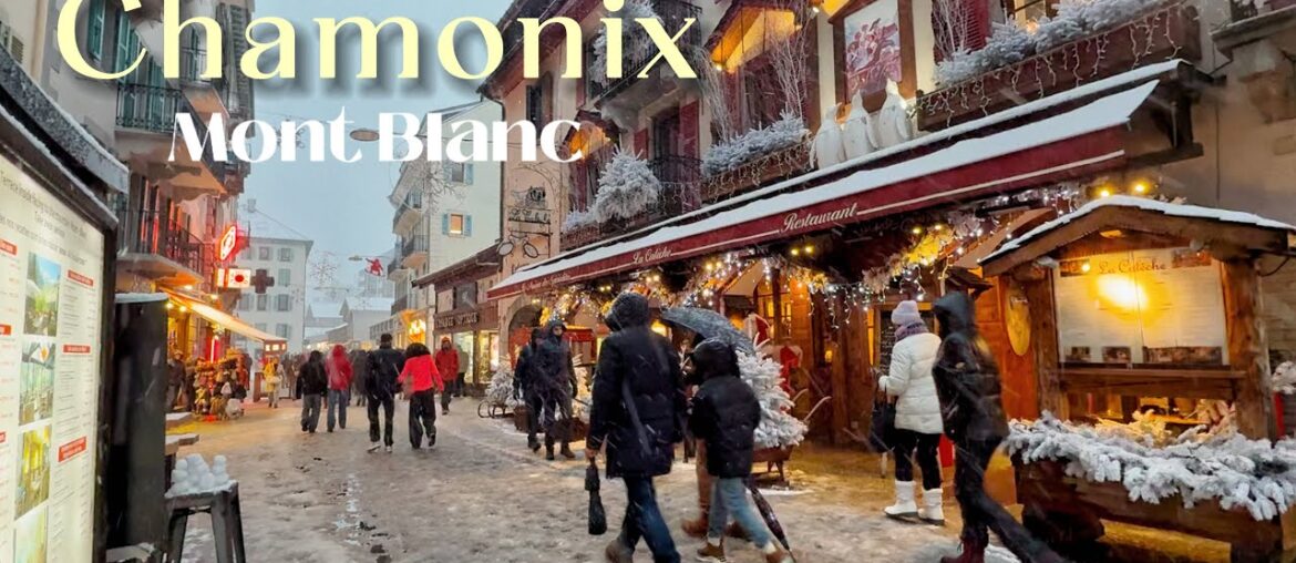 Walking Through the Snowstorm in Chamonix, France: (4k) Spirit of Winter and Christmas.