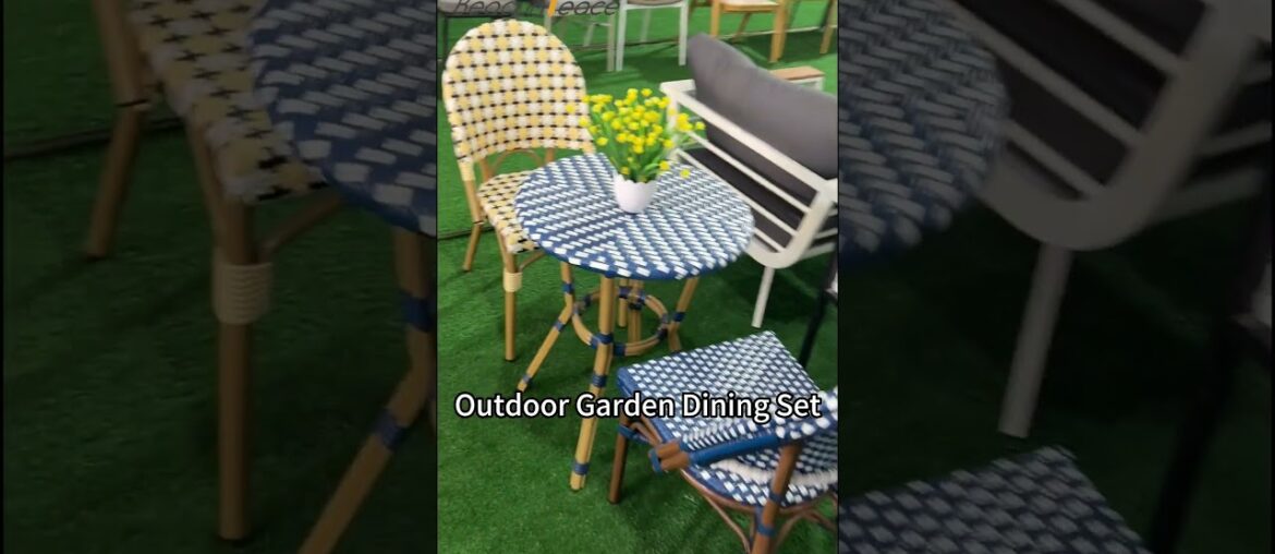 French Style Outdoor Garden Cafe Rattan Table and Chair Dining Set #outdoorchair #gardendiningset
