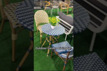 French Style Outdoor Garden Cafe Rattan Table and Chair Dining Set #outdoorchair #gardendiningset