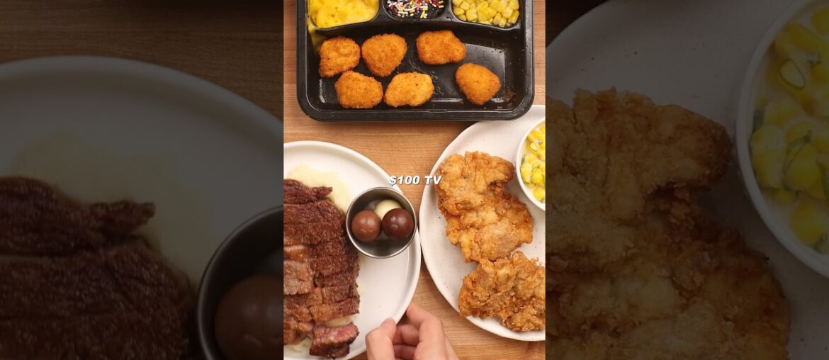 Cheap Vs Expensive TV Dinner #cooking #food #foodasmr #recipe