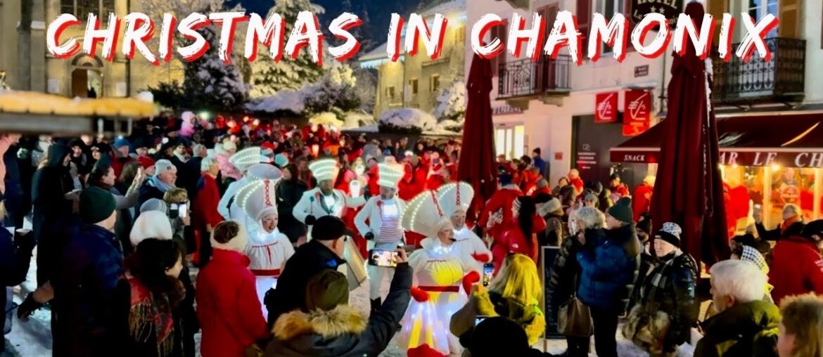 A White Christmas in Chamonix Mont Blanc, France : Market Strolls and Holiday Joy. (4k)-UHD