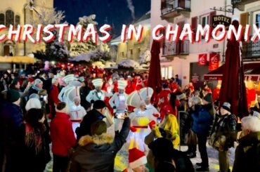A White Christmas in Chamonix Mont Blanc, France : Market Strolls and Holiday Joy. (4k)-UHD