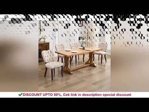 French Retro Dining Table, Tufted Fabric Dining Chair Set, Solid Wood Legs And Feet Are Safe And Rel French Retro Dining Table, Tufted Fabric Dining Chair Set, Solid Wood Legs And Feet Are Safe And Rel