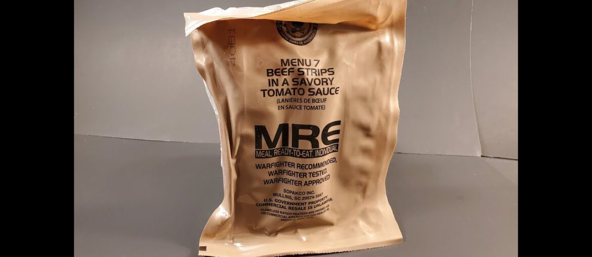 2024 US MRE Beef Strips in A Savory Tomato Sauce Meal Ready to Eat Tasting Test