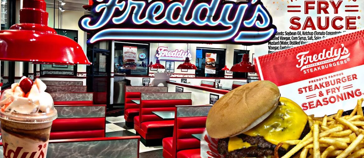 SteakBurger Fry Sauce & IceCream Concrete Freddy’s Retro 1940s Restaurant