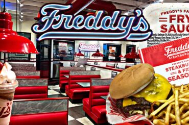 SteakBurger Fry Sauce & IceCream Concrete Freddy’s Retro 1940s Restaurant