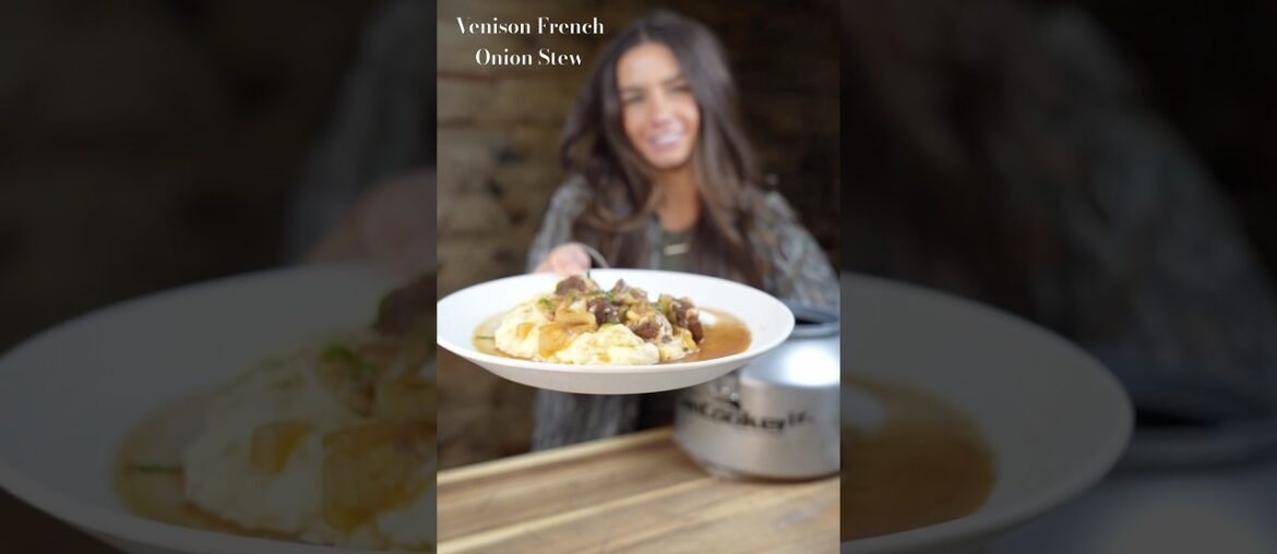 Venison French Onion Stew. Full recipe on my website jenndanella.com  #wildgamerecipes #venison
