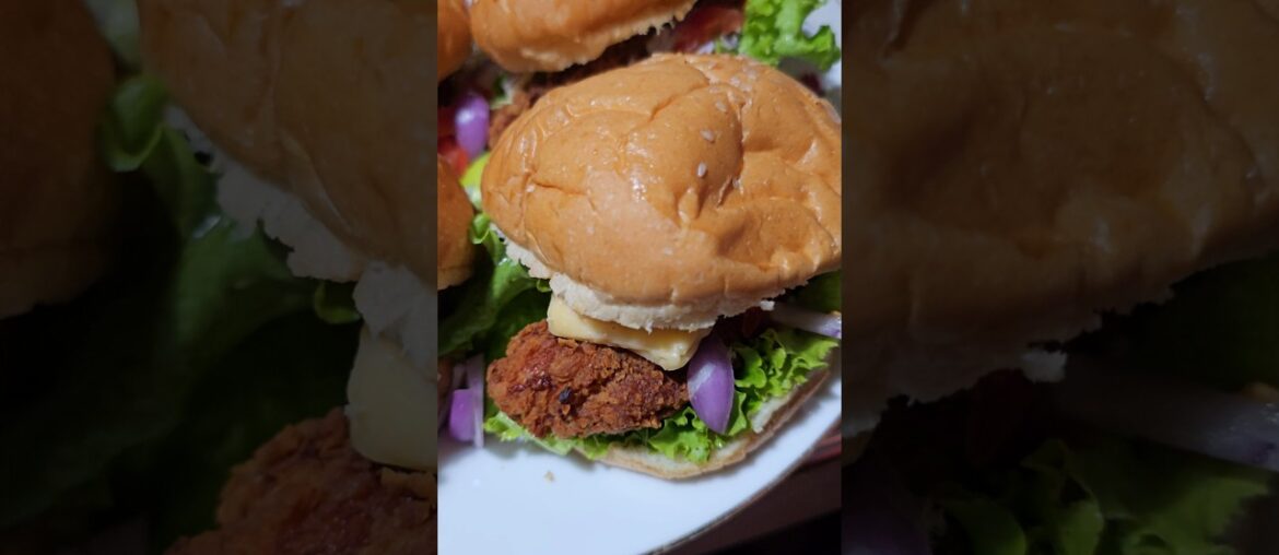 Chicken & Cheese Burgers with French Fries & Cutlets!#bugersathome #easyfoodrecipe #foodie #crispy