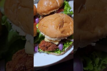 Chicken & Cheese Burgers with French Fries & Cutlets!#bugersathome #easyfoodrecipe #foodie #crispy
