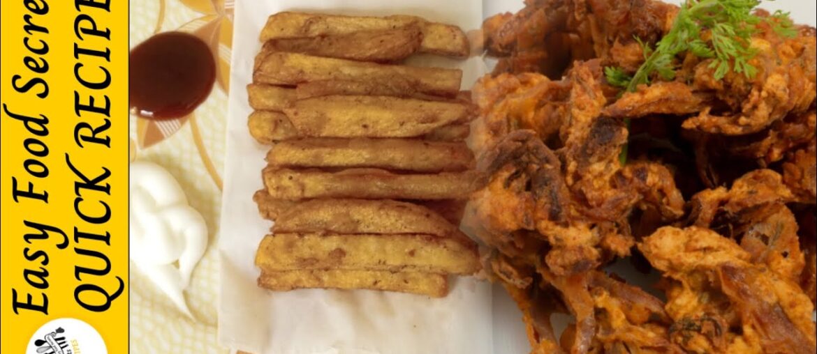 Crispy Onion Pakora Recipe - French Fries Recipe - Teatime Snacks - Quick And Easy Recipe