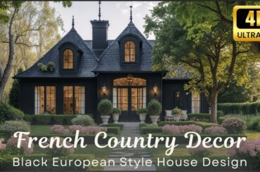 European Style Black House with French Country Decor & Modern Garden Ideas