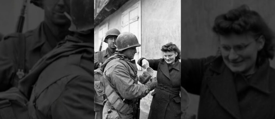 A French civilian gave wine to a U.S. soldier. #ytshort #ww2 #wine  #thankyouforyourservice