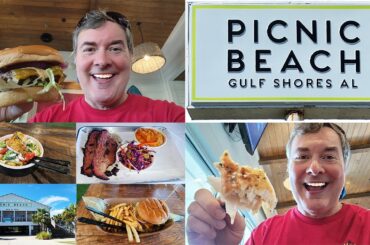 Beach Food Restaurant Travel Guide: Seafood & Burgers at Picnic Beach Bar & Grill in Gulf Shores, AL
