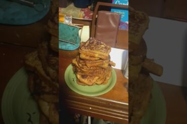 Wood stove Gourmet cooking. French toast.