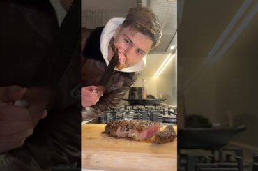 Medium-Rare Ribeye Steak with Fries and Red Wine Demi Glace, my way.