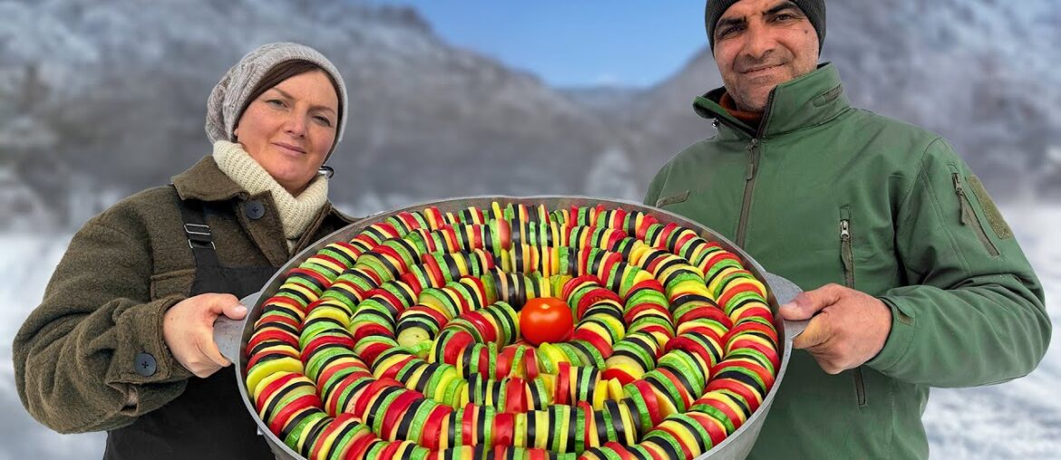 Snowy Village Cooking: Traditional Ratatouille with a Lamb Twist