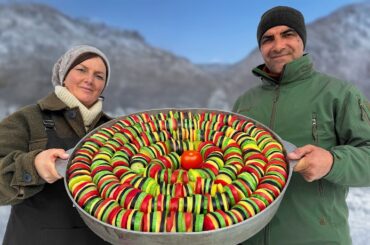Snowy Village Cooking: Traditional Ratatouille with a Lamb Twist