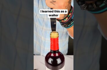 How to open a wine bottle when you can’t find the cork screw #wine #restaurant #waiter #catering