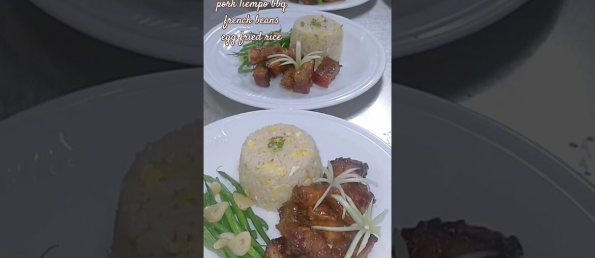 pork bbq french beans egg fried rice #pork #frenchbeans #rice #food #shorts @lutongpilipinoatibapa
