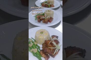 pork bbq french beans egg fried rice #pork #frenchbeans #rice #food #shorts @lutongpilipinoatibapa