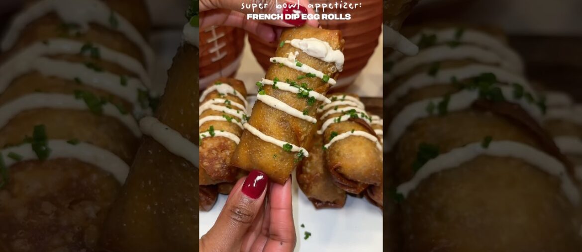 These French dip egg rolls are the perfect Super Bowl appetizer.